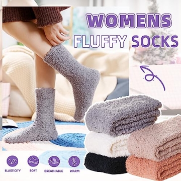 AMENLAN Women's Cozy Fuzzy Slipper Socks Winter Warmth
