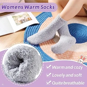 AMENLAN Women's Cozy Fuzzy Slipper Socks Winter Warmth