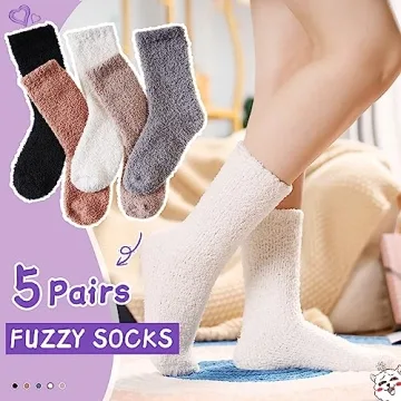 AMENLAN Women's Cozy Fuzzy Slipper Socks Winter Warmth