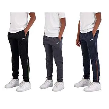 Hind Boys Sweatpants 3-Pack – Athletic Fleece and Tricot Jogger Pants with Pockets, Casual & Sport...