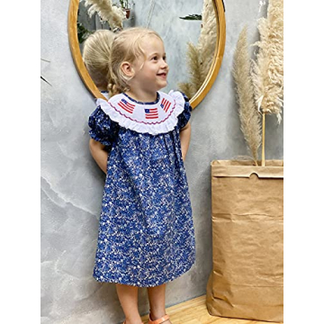 Hand-Smocked Toddler Girls 4th of July Patriotic Dress