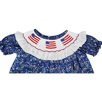 Hand-Smocked Toddler Girls 4th of July Patriotic Dress
