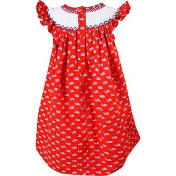 Hand-Smocked Toddler Girls 4th of July Patriotic Dress