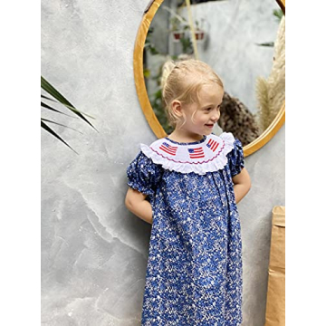 Hand-Smocked Toddler Girls 4th of July Patriotic Dress