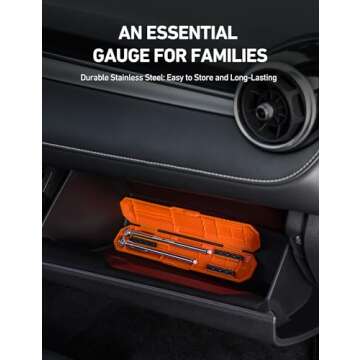 AstroAI Pencil Tire Pressure Gauge 2 Pack (10-75PSI,120PSI ±2% Span), Valve Caps with Case, Stainless Steel Body, and Metal Made Nozzle 3 Measurements for Cars, Bikes, Vehicles