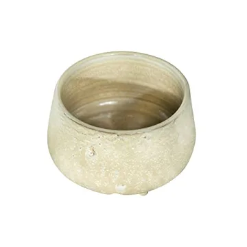 Creative Co-Op Large Stoneware Footed Cream Reactive Glaze Finish (Each one Will Vary) Pots and Planters, Tan