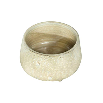 Creative Co-Op Large Stoneware Footed Cream Reactive Glaze Finish (Each one Will Vary) Pots and Planters, Tan