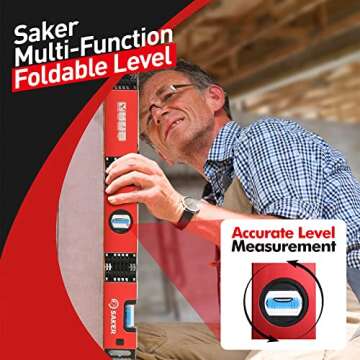 Saker Multi-function Foldable Level, 28-Inch Leveler Tool,Gifts for Men,Multi-Angle Measurement Woodworking Tools,Precise Leveling In Any Position,Folding Level Tool To Save Your Precious Time