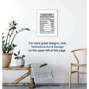 Doctor Nutritional Facts Wall Art - Funny 8x10 Room Decor, Home Decoration for Medical Clinic or Office - Unique Gift for Dr, Physician, Med Student - Unframed Poster Picture Sign Print