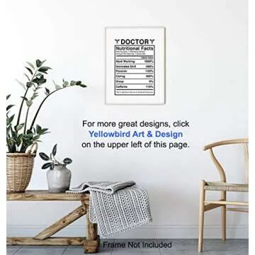 Doctor Nutritional Facts Wall Art - Funny 8x10 Room Decor, Home Decoration for Medical Clinic or Office - Unique Gift for Dr, Physician, Med Student - Unframed Poster Picture Sign Print