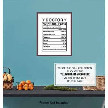 Doctor Nutritional Facts Wall Art - Funny 8x10 Room Decor, Home Decoration for Medical Clinic or Office - Unique Gift for Dr, Physician, Med Student - Unframed Poster Picture Sign Print