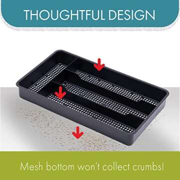 Dial Industries Small Cutlery, Utensil, Silverware Kitchen Drawer Organizer Tray, White