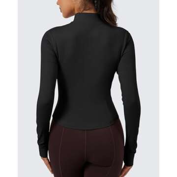 QUEENIEKE Women's Cropped Workout Jackets - Zip Up Long Sleeves Athletic Yoga Slim Fit BBL Running J...