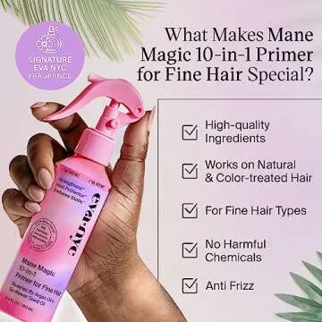 Eva NYC Mane Magic 10-in-1 Hair Primer for Fine Hair: Heat Protectant, Strengthening & Nourishing Styling Product With Sunflower Seed & Argan Oil, 5.4 fl oz