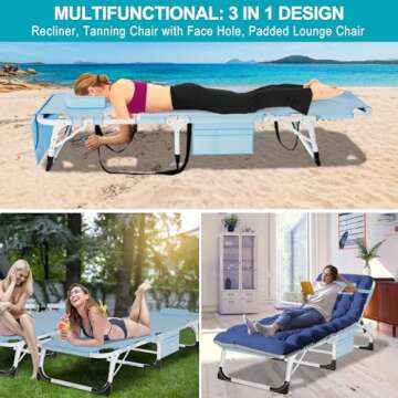 ABORON 3 in 1 Folding Lounge Chair for Outdoor Enjoyment