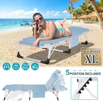 ABORON 3 in 1 Folding Lounge Chair for Outdoor Enjoyment