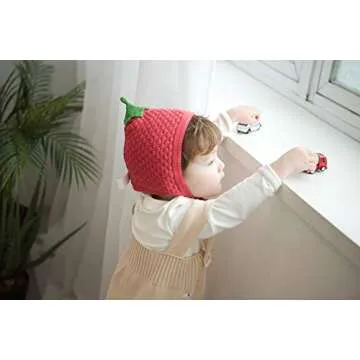 LLmoway Toddler Girl Hat Cute Flower Cotton Earflap Beanie Soft Warm Knit Cap Kids Fall Winter Pink