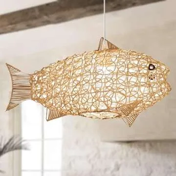 SkyTalent Fish-Shaped Rattan Lighting for Home and Restaurant
