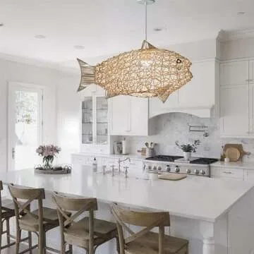 SkyTalent Fish-Shaped Rattan Lighting for Home and Restaurant