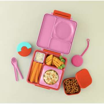 Omie OmieBox Silicone Leakproof Snack Containers To Go, Food Storage Containers with Lid, School Lun...