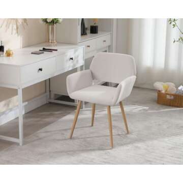 KCC Small Modern Dining Room Arm Chair - Elegant Velvet with Metal Legs