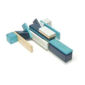 24 Piece Tegu Magnetic Wooden Block Set, Blues, 1-99 years old