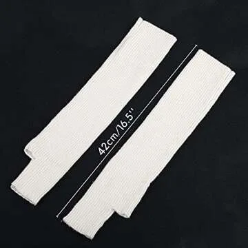 F Flammi Cashmere Blended Arm Warmer for Women Winter Fingerless Gloves Knit Mitten Gloves Wrist Warmer with Thumb Hole