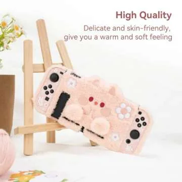 GeekShare Cute Plush Protective Case Cover Compatible with Standard Switch - Shock-Absorption and Anti-Scratch Skin Case for Switch - Plush Rabbit (for Switch 2017)