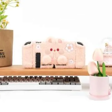 GeekShare Cute Plush Protective Case Cover Compatible with Standard Switch - Shock-Absorption and Anti-Scratch Skin Case for Switch - Plush Rabbit (for Switch 2017)