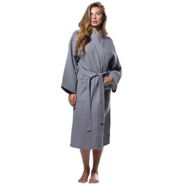 Turquaz Waffle Kimono Bathrobe for All - Mother's Day Gift