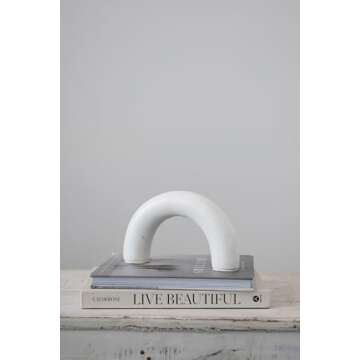 Creative Co-Op Contemporary Marble Accent Arch Decor Décor, White