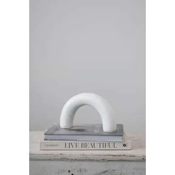 Creative Co-Op Contemporary Marble Accent Arch Decor Décor, White