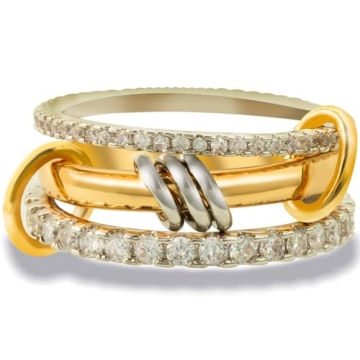 Bopiu Gold Stackable Rings for Women - Dainty Non Tarnish 18k Gold Plated CZ Rings Set
