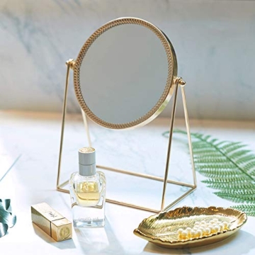 Vintage Champagne Gold 360° Rotating Handmade Makeup Mirror - Elegant Vanity Desk Decor