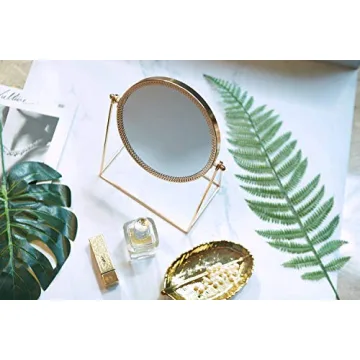 Vintage 360° Rotating Handmade Makeup Mirror Champagne Gold