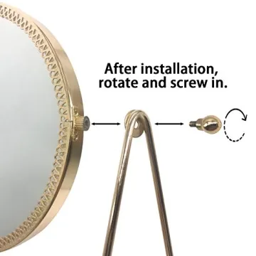 Vintage 360° Rotating Handmade Makeup Mirror Champagne Gold