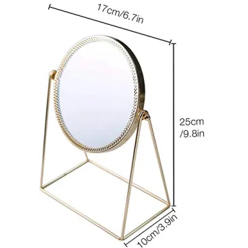 Vintage 360° Rotating Handmade Makeup Mirror Champagne Gold