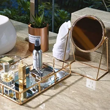 Vintage 360° Rotating Handmade Makeup Mirror Champagne Gold