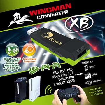 Brook Wingman XB Converter - Support Xbox Series X/S/One/360, PS5/PS4/PS3, Xbox Elite 1/2, Switch Pro Controllers on Xbox Series X/S/One/360 console, Support Turbo and Remap