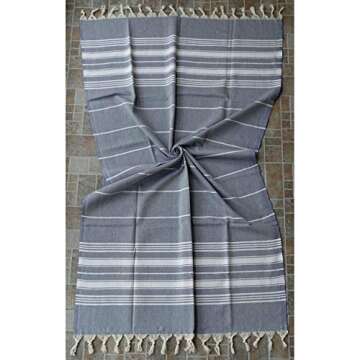 Dandelion - Basic Pattern - 100% Naturally-Dyed Cotton Turkish Towel Peshtemal - 71x39 Inches - Jean Blue