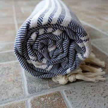 Dandelion - Basic Pattern - 100% Naturally-Dyed Cotton Turkish Towel Peshtemal - 71x39 Inches - Jean Blue