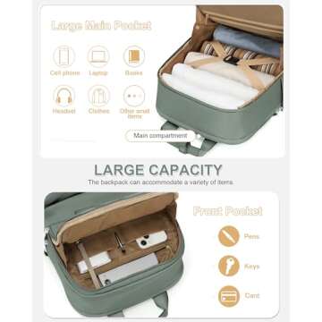 Travel Backpack Carry on Flight Approved Personal Item Travel Bag Small Travel Backpack for Women Laptop Backpack Teacher Work Backpack Carry on Backpack Personal Item Backpack Neoprene Backpack