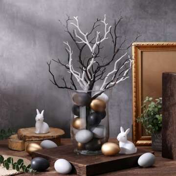 Gejoy 24 Pcs Easter Speckled Eggs Neutral Plastic Fake Chicken Eggs 2.36 Inch Neutral Easter Decor P...