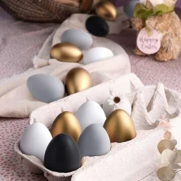 Gejoy 24 Pcs Easter Speckled Eggs Neutral Plastic Fake Chicken Eggs 2.36 Inch Neutral Easter Decor Pastel Bowl Vase Fillers Spring Decorations for Home Table DIY Craft (Minimal)