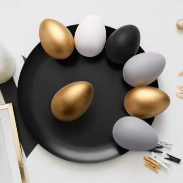 Gejoy 24 Pcs Easter Speckled Eggs Neutral Plastic Fake Chicken Eggs 2.36 Inch Neutral Easter Decor Pastel Bowl Vase Fillers Spring Decorations for Home Table DIY Craft (Minimal)