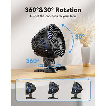 USB Desktop Small Fan, Stepless Speed Adjustment with Multiple Speed Levels, Portable Plug-in Personal Mini Fan,Quiet Powerful Airflow,Suitable for Office Home Dormitory Bedroom, 4.9 Feet Long Cable