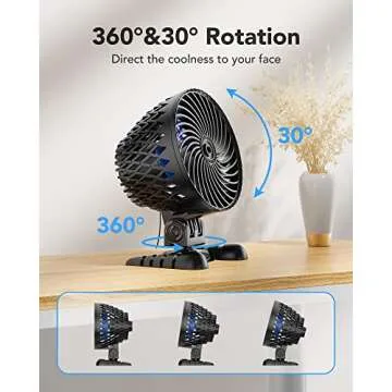 USB Desktop Small Fan, Stepless Speed Adjustment with Multiple Speed Levels, Portable Plug-in Personal Mini Fan,Quiet Powerful Airflow,Suitable for Office Home Dormitory Bedroom, 4.9 Feet Long Cable