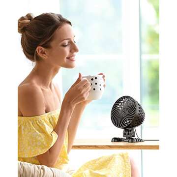 USB Desktop Small Fan, Stepless Speed Adjustment with Multiple Speed Levels, Portable Plug-in Personal Mini Fan,Quiet Powerful Airflow,Suitable for Office Home Dormitory Bedroom, 4.9 Feet Long Cable
