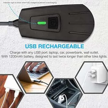 Vont Rechargeable Bike Light Set, Bicycle Light, Instant Install Without Tools, Fits All Bikes - 3 Modes, Bike Lights Front and Back Illumination - Waterproof, Lightweight, Durable