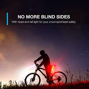 Vont Rechargeable Bike Light Set, Bicycle Light, Instant Install Without Tools, Fits All Bikes - 3 Modes, Bike Lights Front and Back Illumination - Waterproof, Lightweight, Durable